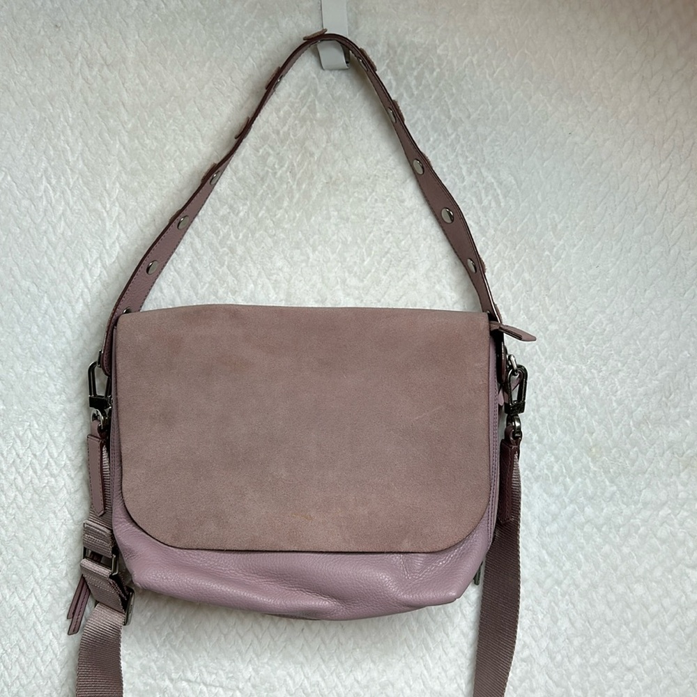 Fossil leather mauve-pink bag nice color shoulder/X body adjustable strap